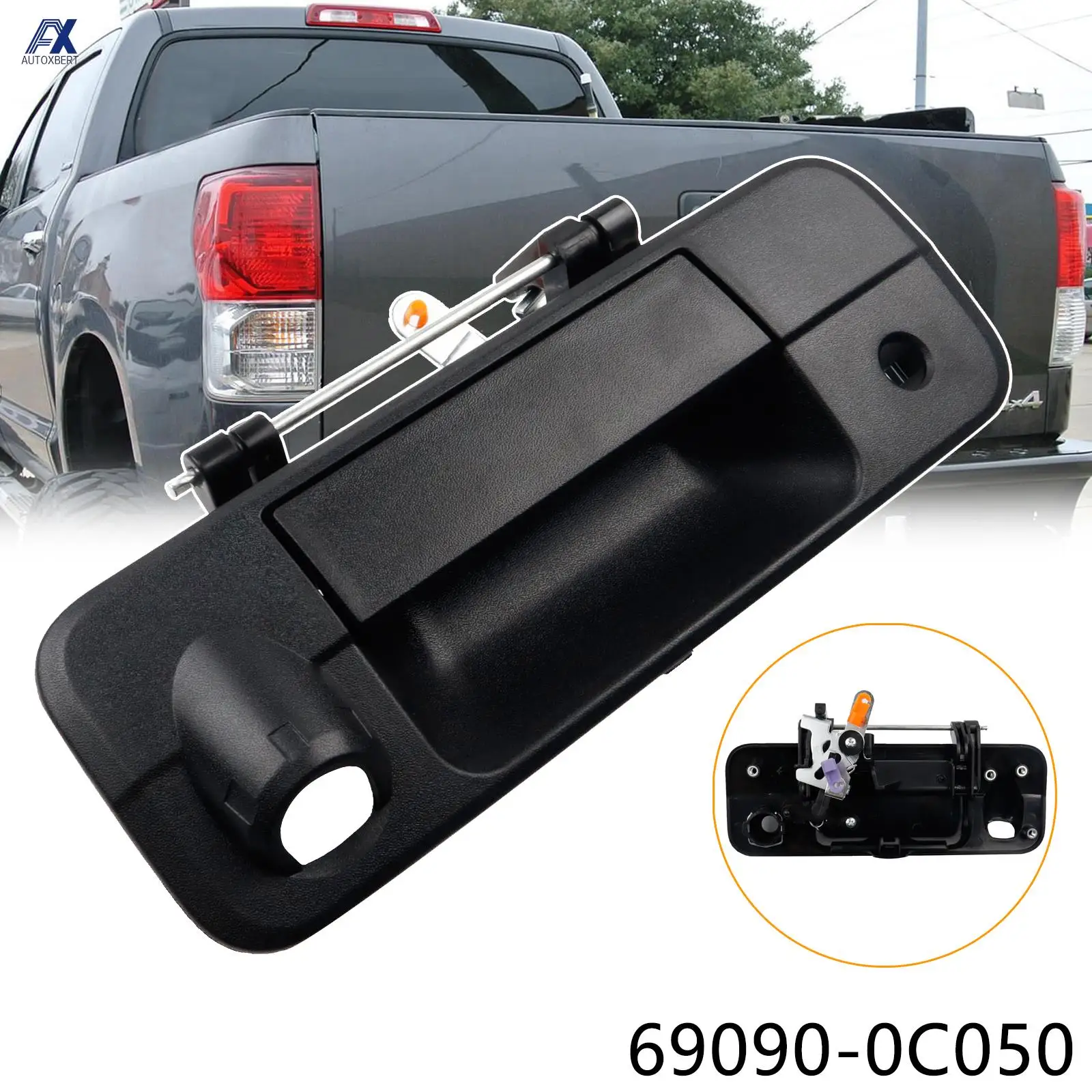 Rear Tailgate Handle Back Door Handle for Toyota Tundra 2007 2008 2009 2010 2011 2012 2013 Texture Black 69090-0C050 690900C050