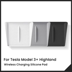 Almohadilla de silicona con carga inalámbrica para Tesla Model 3 + Highland, caja de almacenamiento de Control central, organizador de reposabrazos antideslizante, alfombrilla inferior