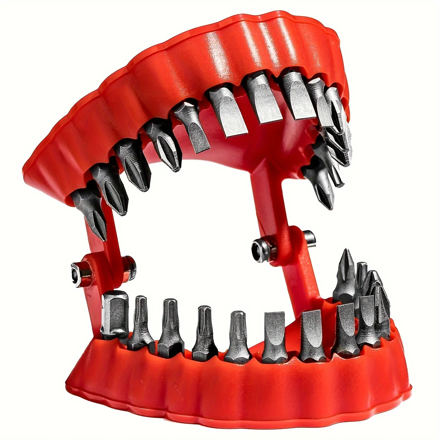 

Creative Denture Bit Holder, 1/4" Hex Screwdriver Organizer, Holds 28 Bits, Optional Set/Empty, Teeth Shaped Desktop Decor Gift