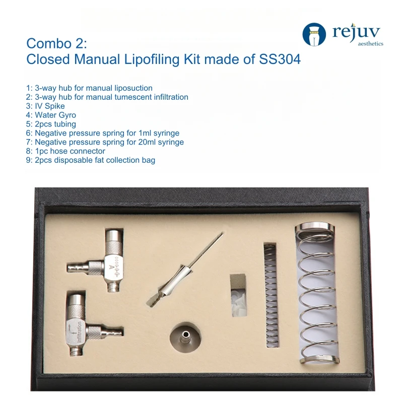 Manual Liposuction 3-way Hub for Fat Harvesting  Lipografter Kit with Connection to Suction Tubing and Vacuum Syringe