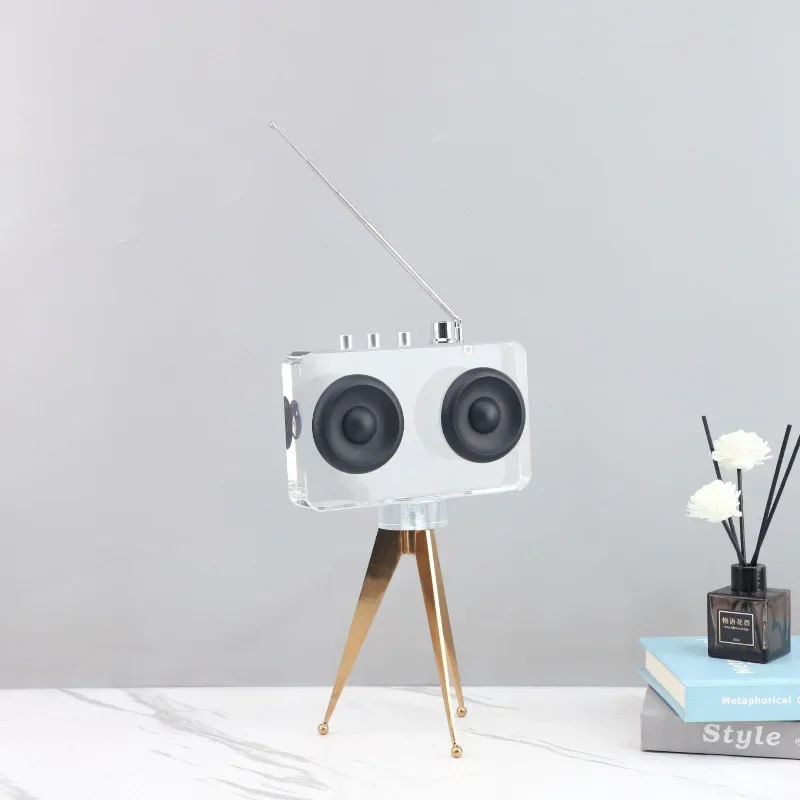 Modern Minimalist Geometry Tripod Crystal Radio Decorative Player Art Ornament TV Cabinet Home Decorations