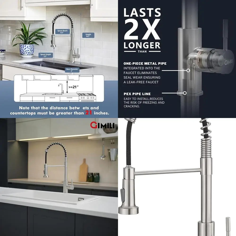 

Single Hole Pull-Down Spray Kitchen Faucet in Stainless Steel for Farmhouse, RV, and Outdoor Use