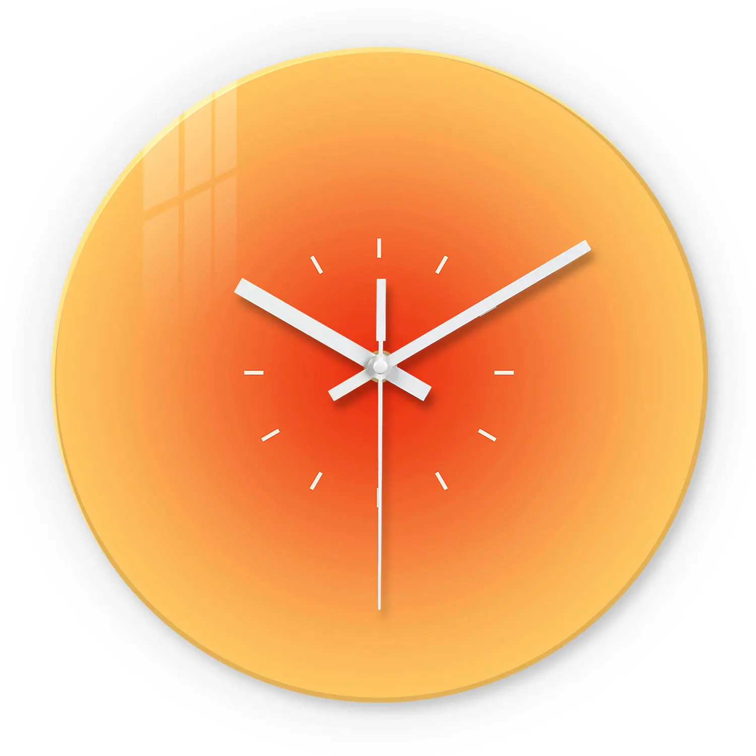 A Creative Gradient Solid Color Tempered Glass Wall Clock, Silent Non-Ticking Timekeeping Wall Clock - Battery-Powered Durable Clock (Battery Not Included), Valentine's Day Gift, Suitable for Bedroom, Living Room, Kitchen, Hallway, Party Venues, Easter, Mother's Day Gift