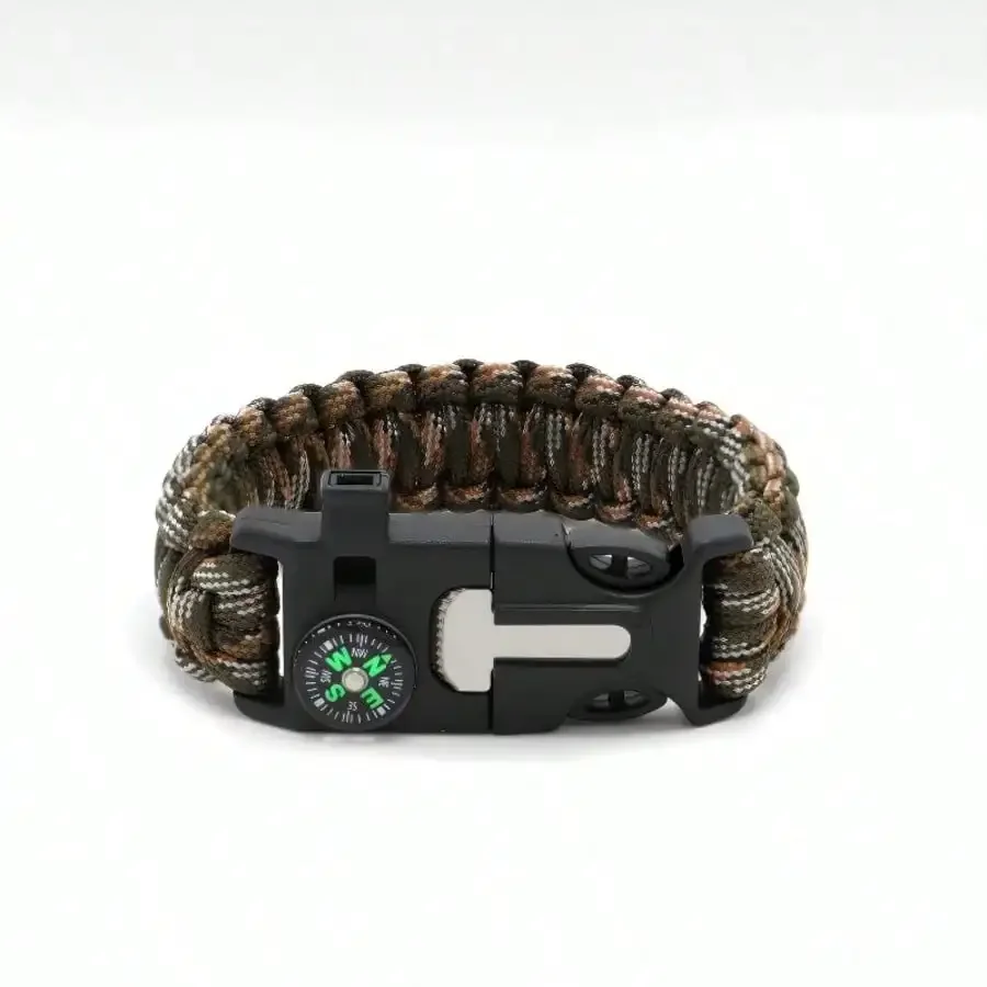 

Браслет для выживания 5-в-1: аварийный комплект с огнивом, компасом и высокочастотным свистком для приключений на природе