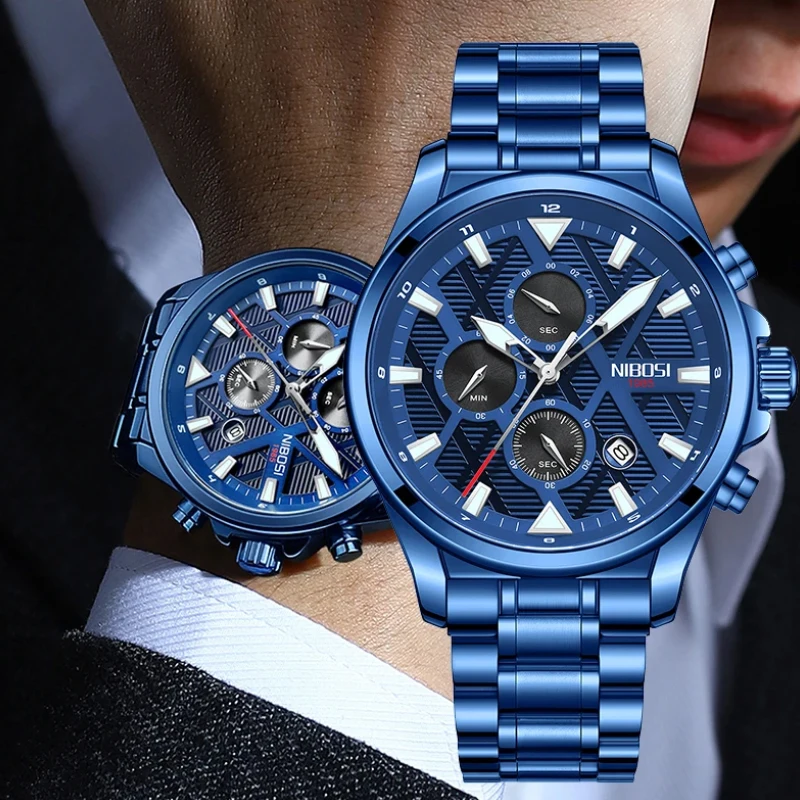 

NIBOSI Watches for Men Top Luxury Brand Quartz Men’s Watch Sport Waterproof Wrist Watches Chronograph Date Relogio Masculino