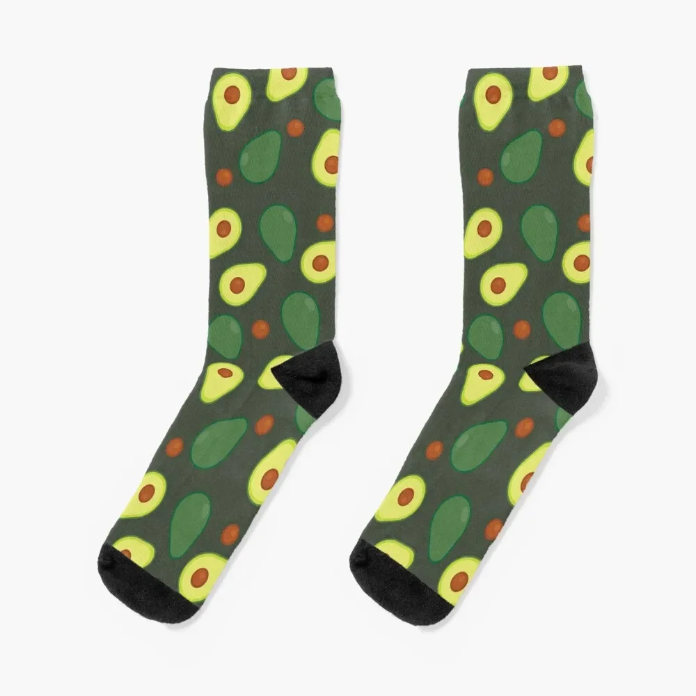 

Olive Green and Yellow Avocado Food Pattern Socks cool winter thermal gift Ladies Socks Men's