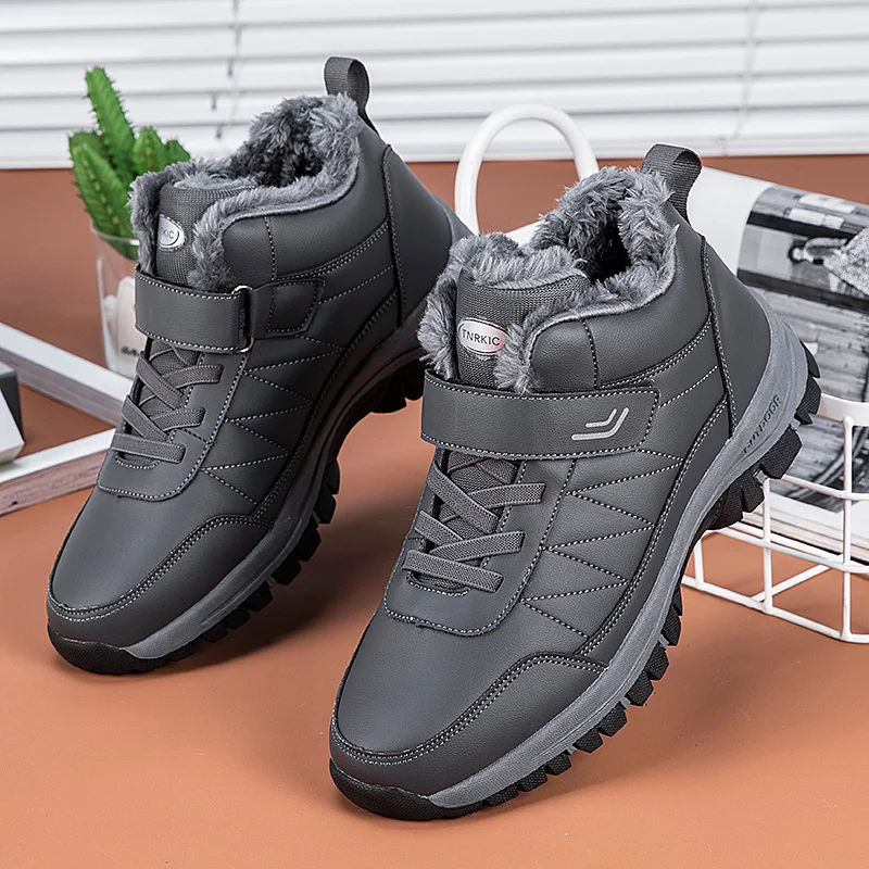 Winterstiefel für Herren aus Mikrofaser-Leder, Schneestiefel, Plüsch-Warm-Freizeitschuhe, wasserdichte Herrenstiefel, männliche Sneakers, Winter-Knöchelstiefel. – Detail 13