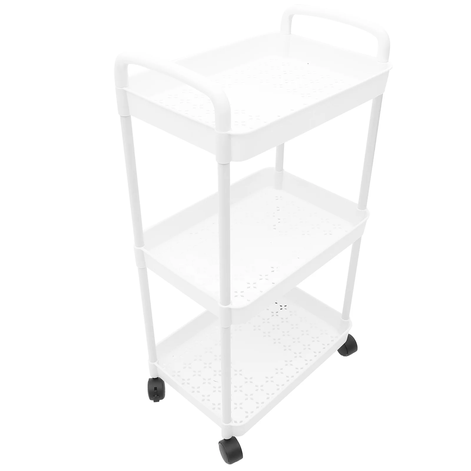 

White 3 layer Rolling Storage Cart Universal Wheels for Kitchen Bathroom Utility Trolley Rack Storage Solution