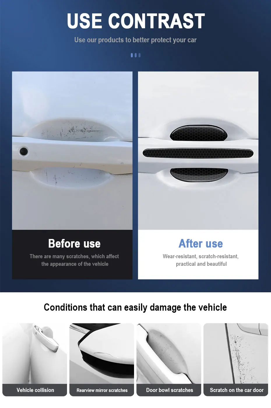 SEAMETAL Auto Türgriff Schutz Streifen Auto Tür Schüssel Schutz Aufkleber Universal Tür Schüssel Film Anti Scratch Zubehör – Detail 2