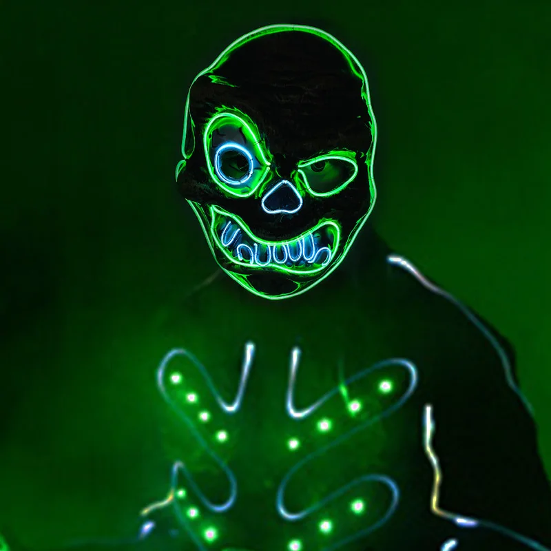 Máscara Cosplay Anime Brilhante Personagens De Desenhos Animados, Monstros Assustadores, Animais Ferozes, Máscara De Neon LED Luminosa Para O Dia Das Bruxas, Carnaval