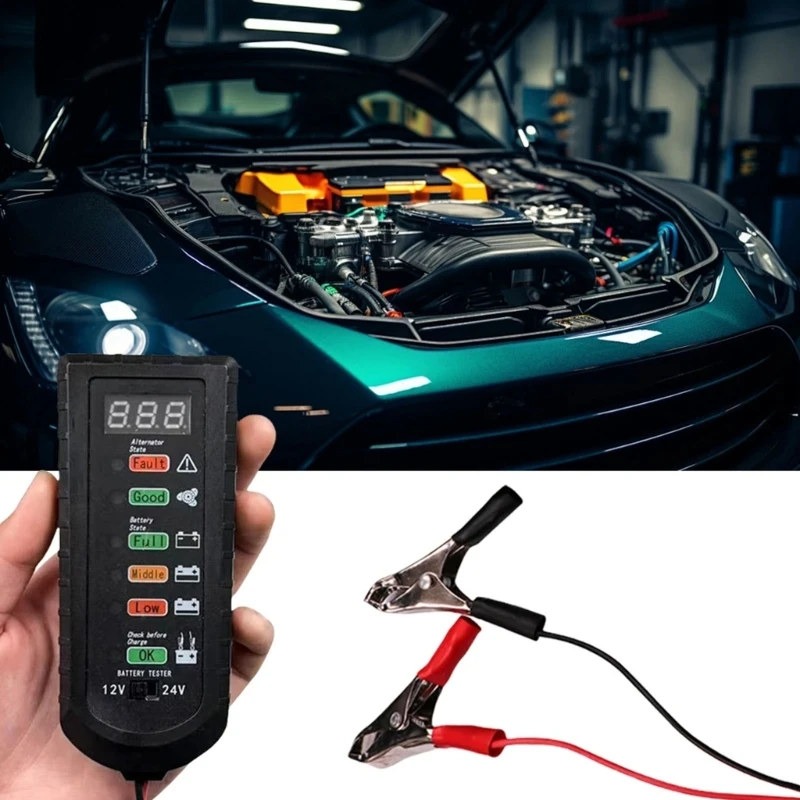 Auto Battery Health Monitor with 1000A Load Testing Anti Shock Design Real Time Detection for Car Motorcycles