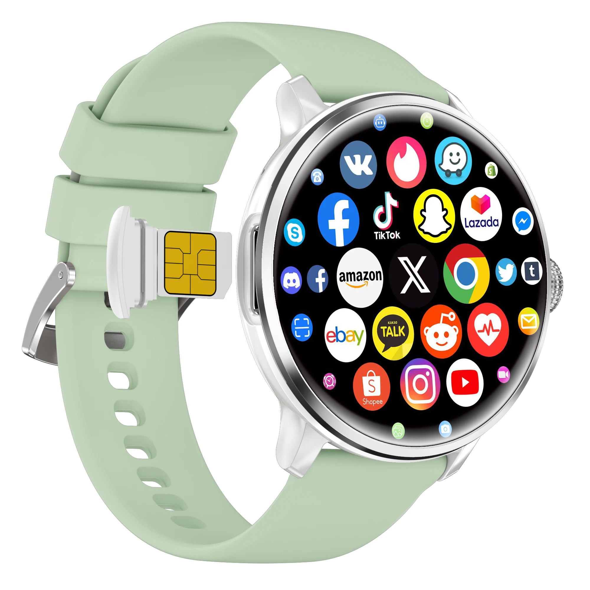 Women Smart Watch 4G/5G SIM Card 1.65''AMOLED 480*480 950mAh Video Call WIFI GPS Dual System Large Memory Google Play Maps Lady