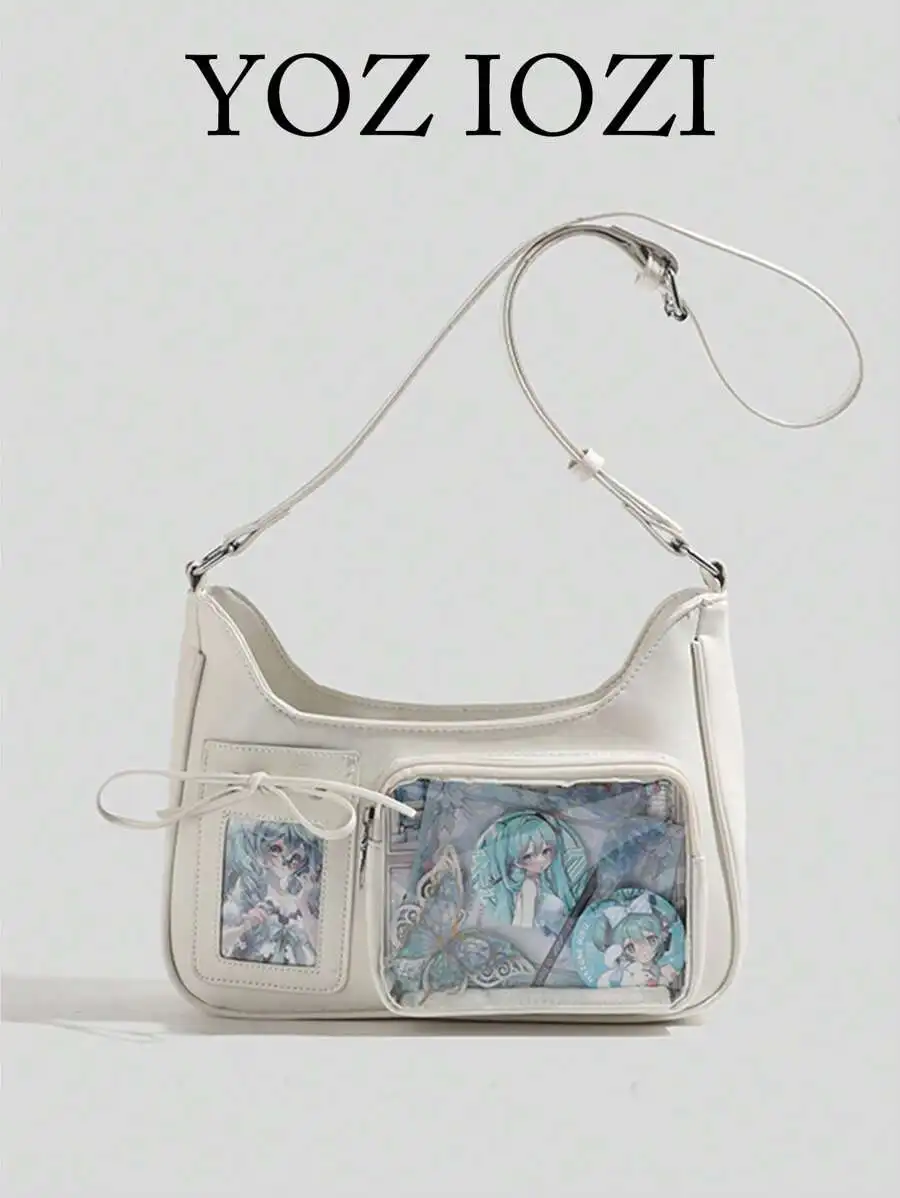 

2025 New Bow-Decorated Shoulder/Crossbody Bag with Transparent Panel, Daily Use for Women