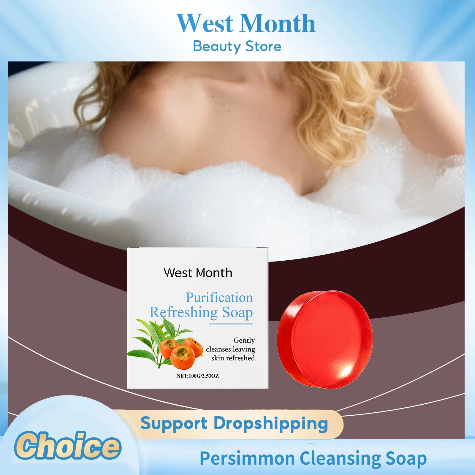 Persimmon Cleansing Soap Remove Dirt Brightening Smoothing Exfoliating Refreshing Repair Hydrating Fragrance Body Deodorant Soap