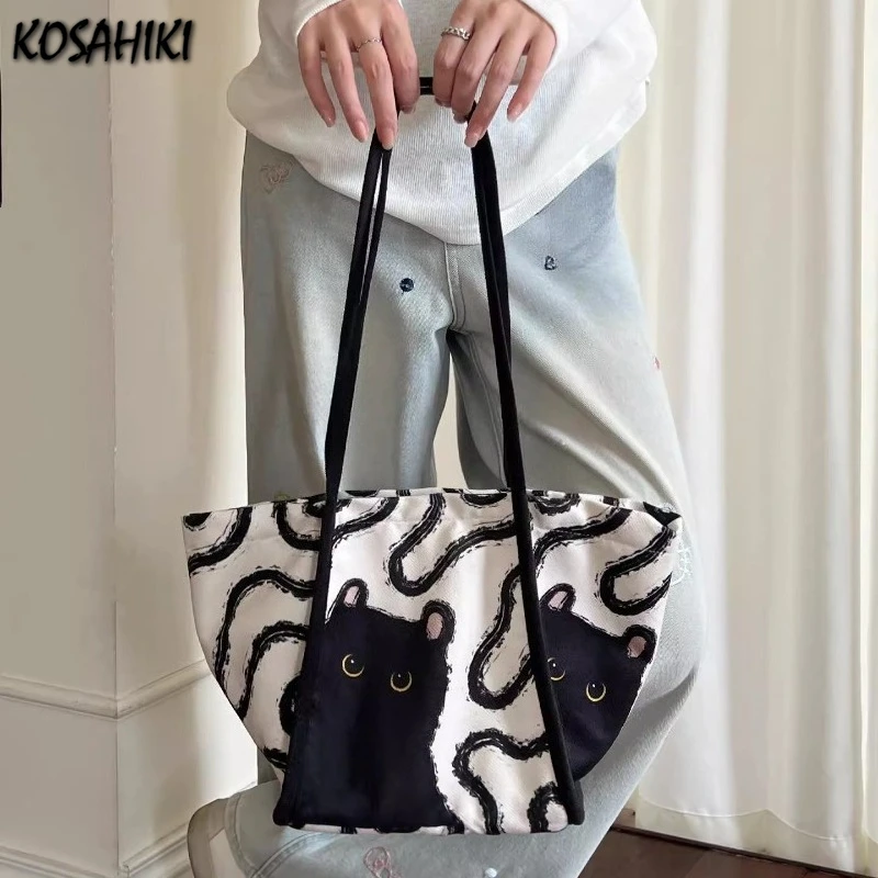 

Fashion Sweet Kawaii Cat Printing Women's Handbags College Students Casual Shoulder Bag Y2k Aesthetic Chic Preppy Crossbody Bags