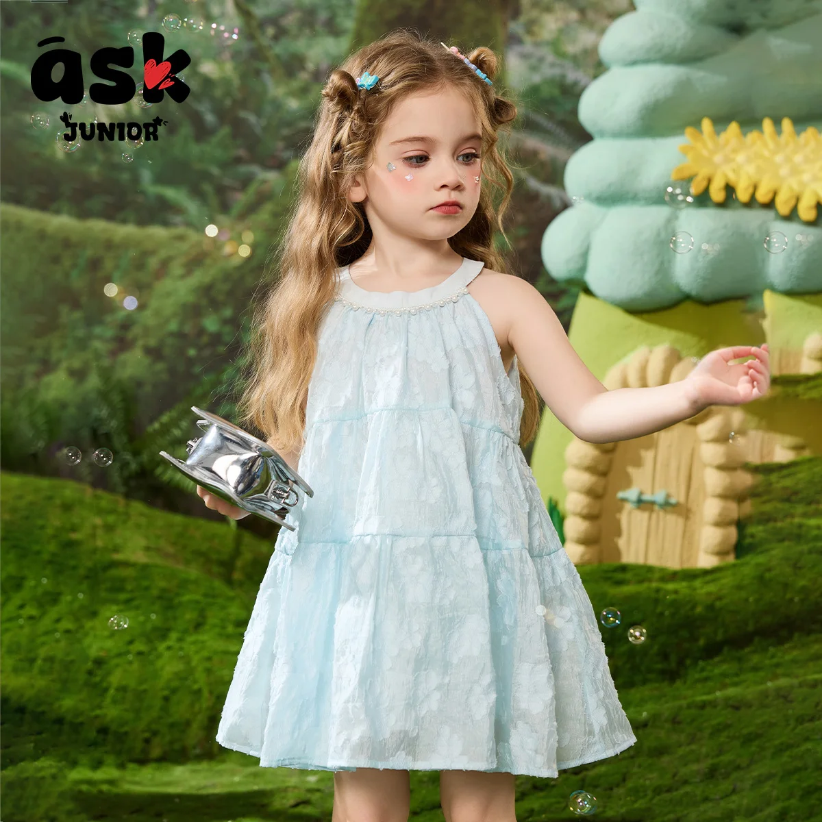 اسأل الأطفال الصغار بلا أكمام الصيف الفتيات الرقبة حبة الحمالة عطلة الرياح فستان الأميرة #1