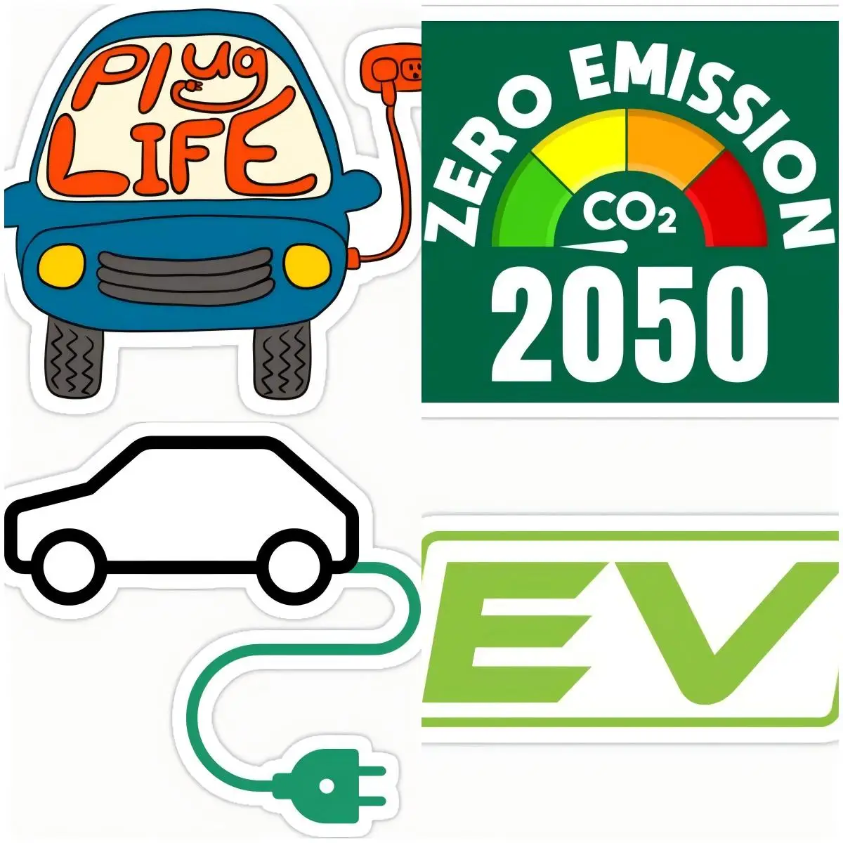 

Zero Emissions Environmental Protection Funny Gas 100% Electric Vehicle Car Sticker Decal Body Decoration