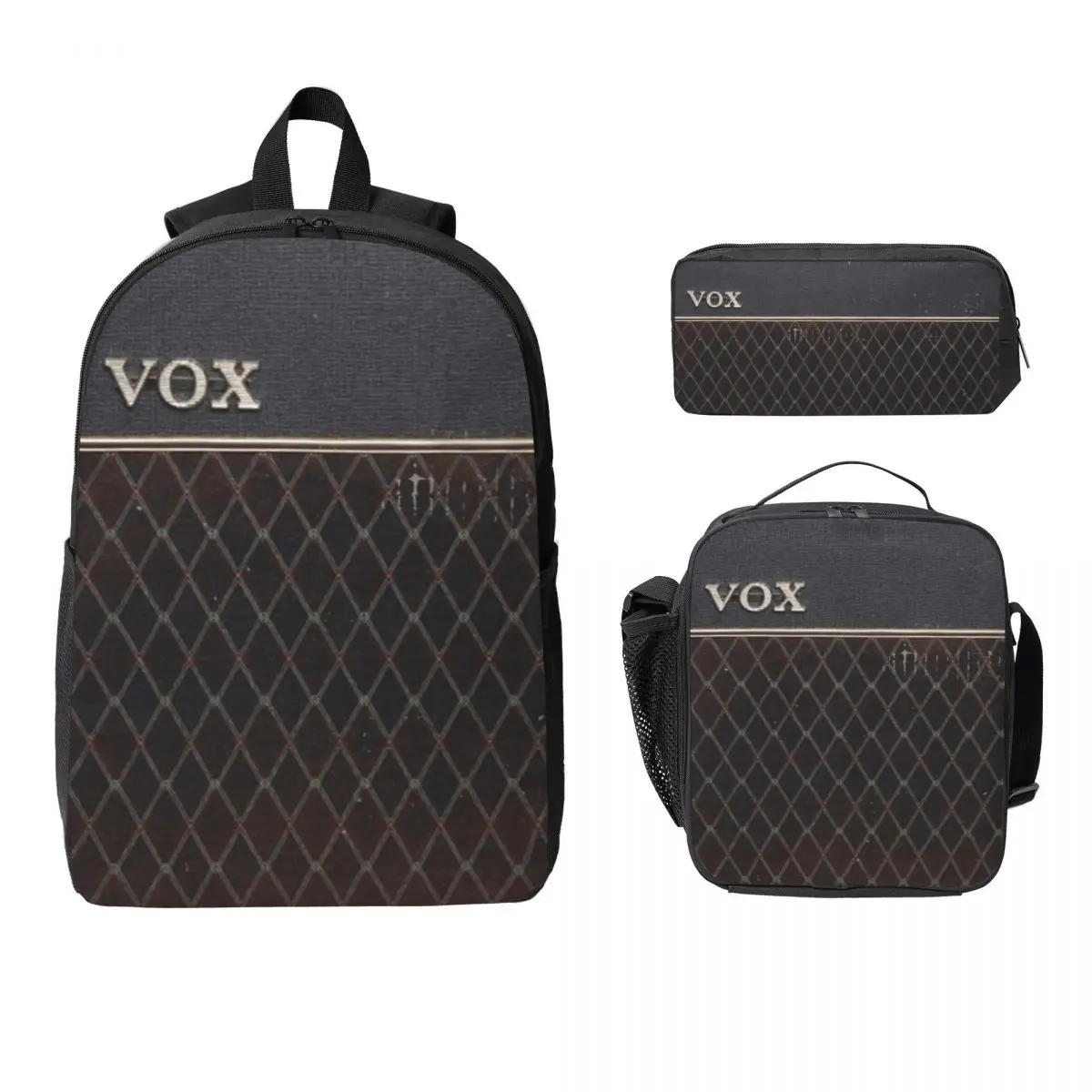 

Рюкзак с усилителем Vox AC30, студенческая сумка для книг для мальчиков и девочек, школьная сумка, сумки на плечо для ноутбука, 3 шт., изолированная сумка для обеда, пенал