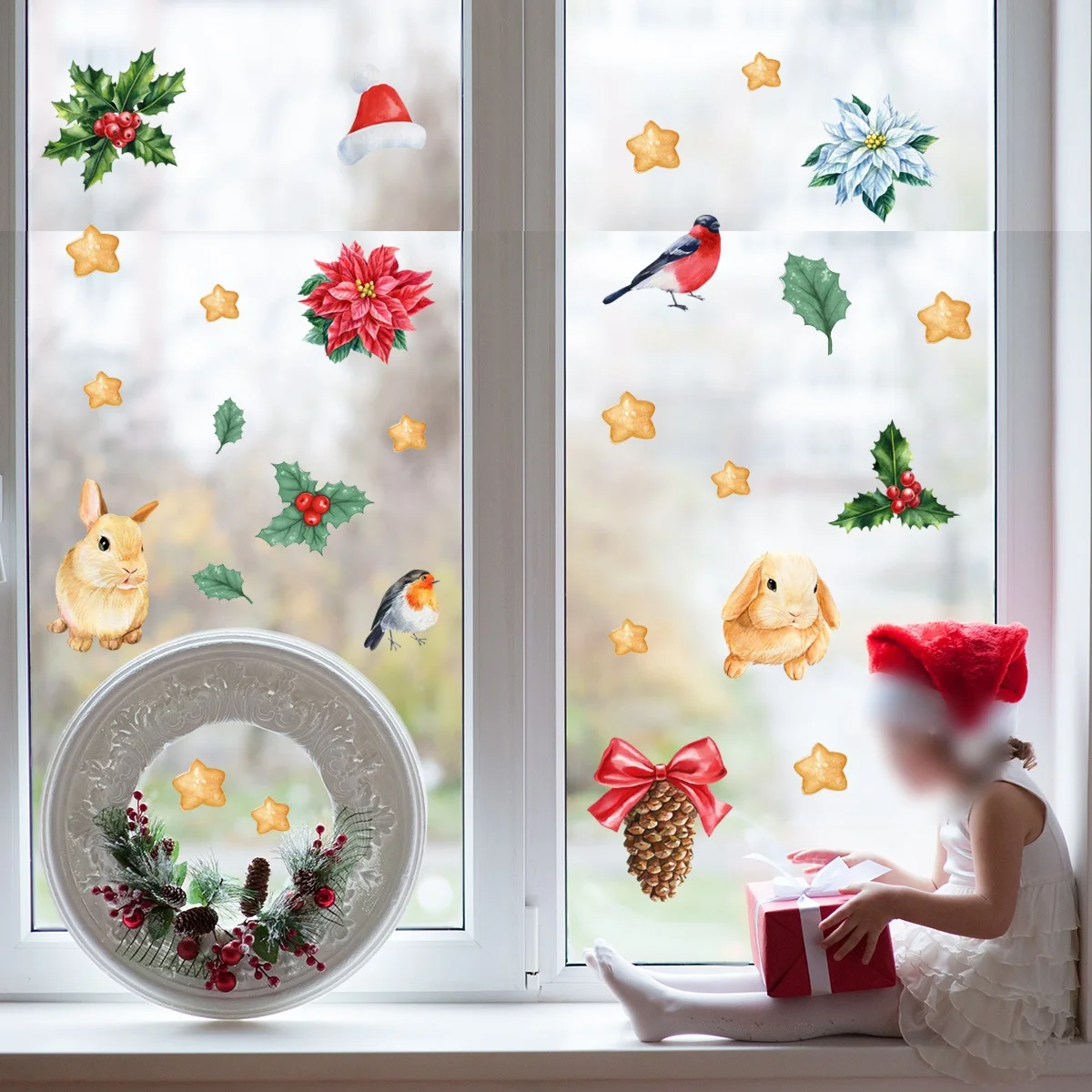 Festive PVC WFor all Stickers for ChristmFor as EFor asy For applicFor ation RemovFor able Design Size 30 by 60 Centimeters