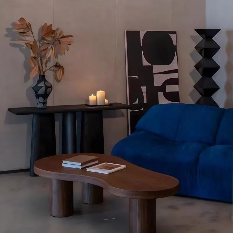 

dq-100X50X5CM Simple Solid Wood Coffee Table Living Room, Original Wood Tea Table Creative Irregular Low Table#