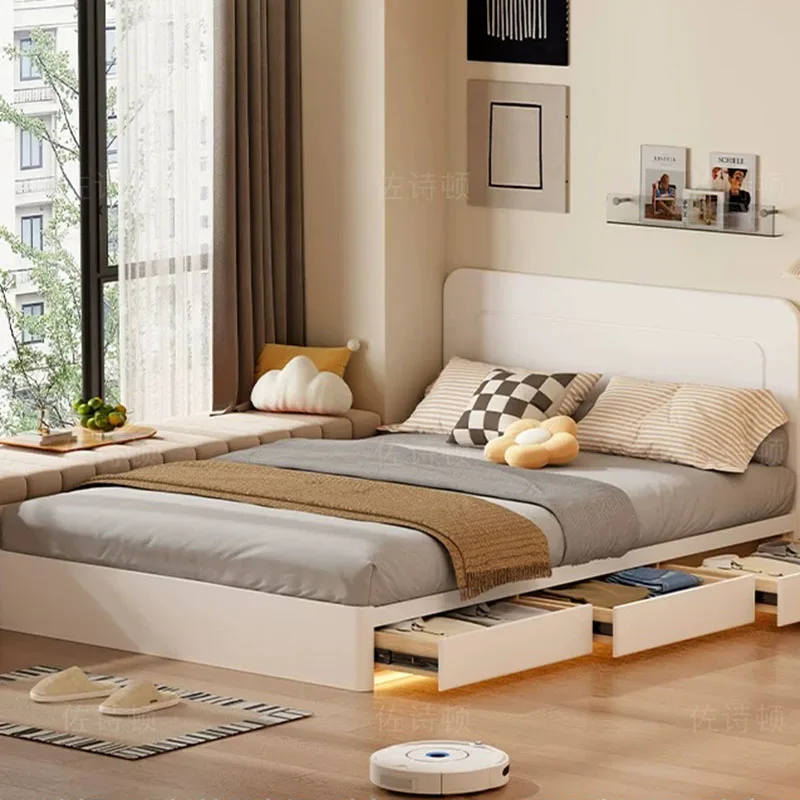Modern Storage Bed Frame Wooden Queen Double Design Japanese Space Saving Bed Beauty Princess Letto Matrimoniale Home Furniture