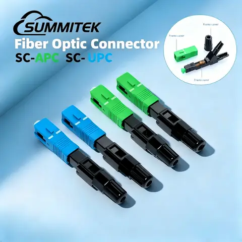 SUMMITEK 10PCS 50PCS SC APC/UPC Fast Connector Embedded Connector for FTTH Reusable Fusion Fiber Optical Cold Coupler Adapter