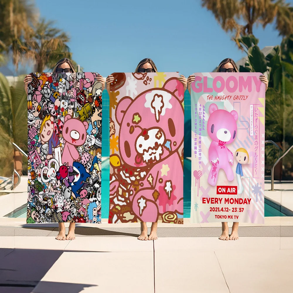 Cartoon G-Gloomy B-Bear Anime Microfiber Blanket Quick Drying Beach Towels Oversized Printing Super Absorbent Pool Towel Blanket