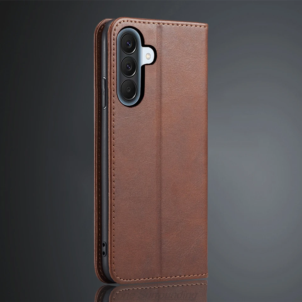 Funda de cuero para Samsung Galaxy A57 5G, funda de tapa con soporte para tarjetas, imán de atracción, cubierta tipo cartera 4