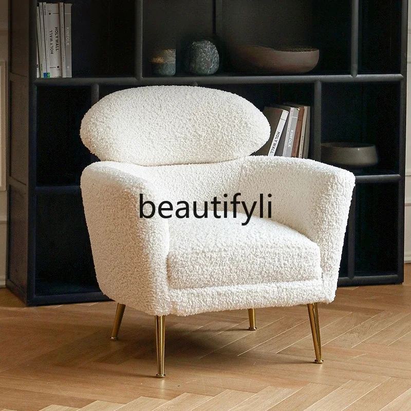 

Single sofa modern simple small apartment Italian light luxury lamb wool leisure chair