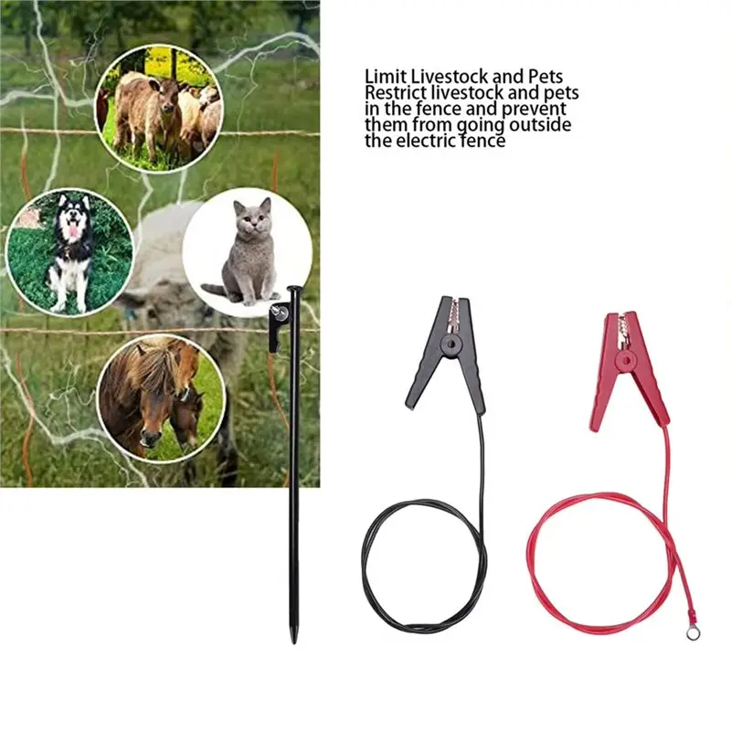 SHGO-For Reliable Fence Circuit Completion For Solar Electric Fence Ground Rod And Charging Cable Set With For Alligator Clips