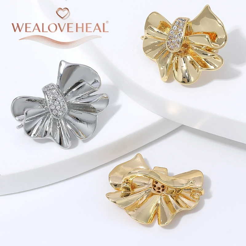 1 Stück 18K vergoldete Messing-Zirkon-Schleifen-Druckknopf-Perlenverschluss für DIY-Perlenketten, Pulloverketten und Schmuckherstellung – Detail 17