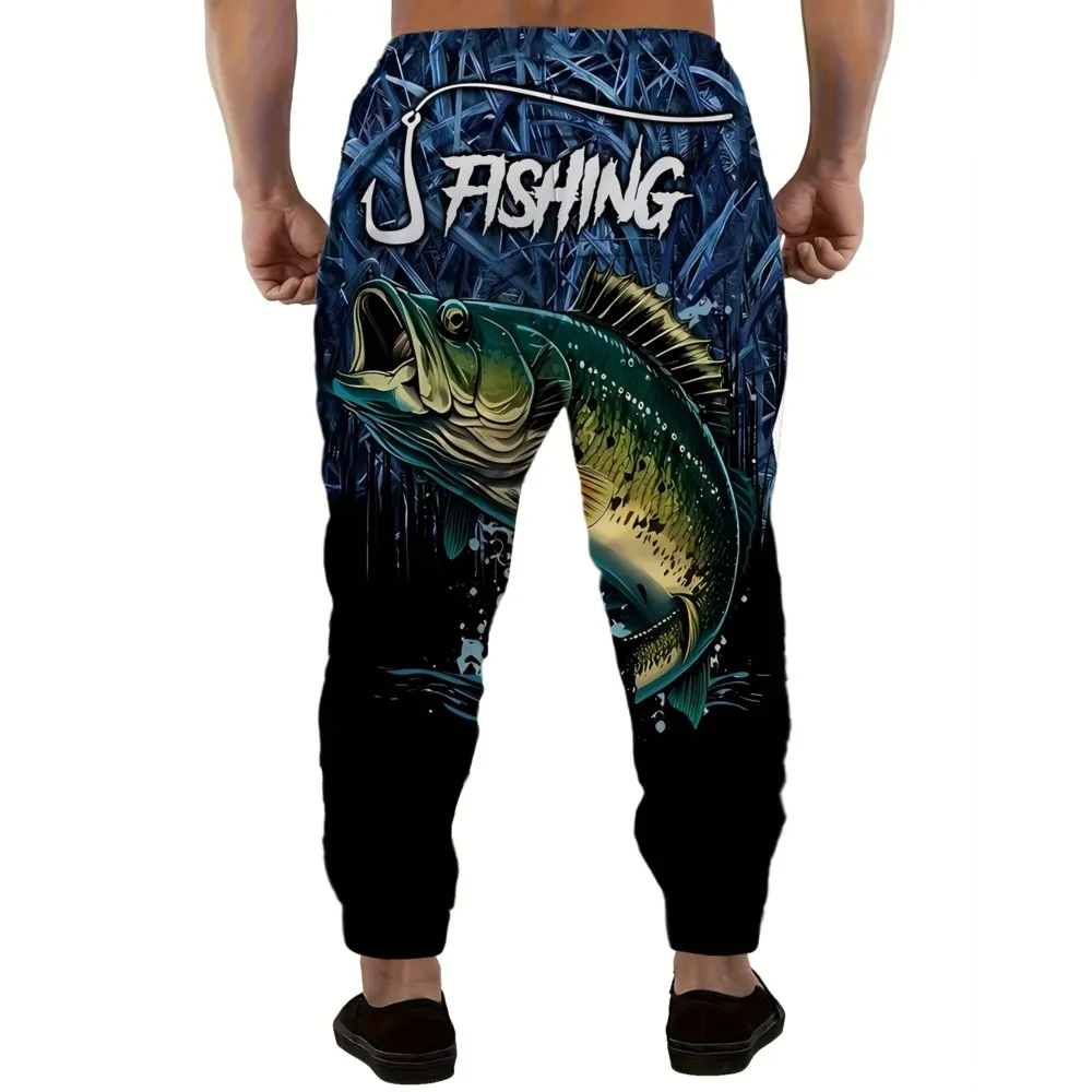 Fishing Graphic Prints Street Pants Men's Side Pockets Elastic Drawstring Sweatpants Joggers Pants For Men Casual Trousers Fall