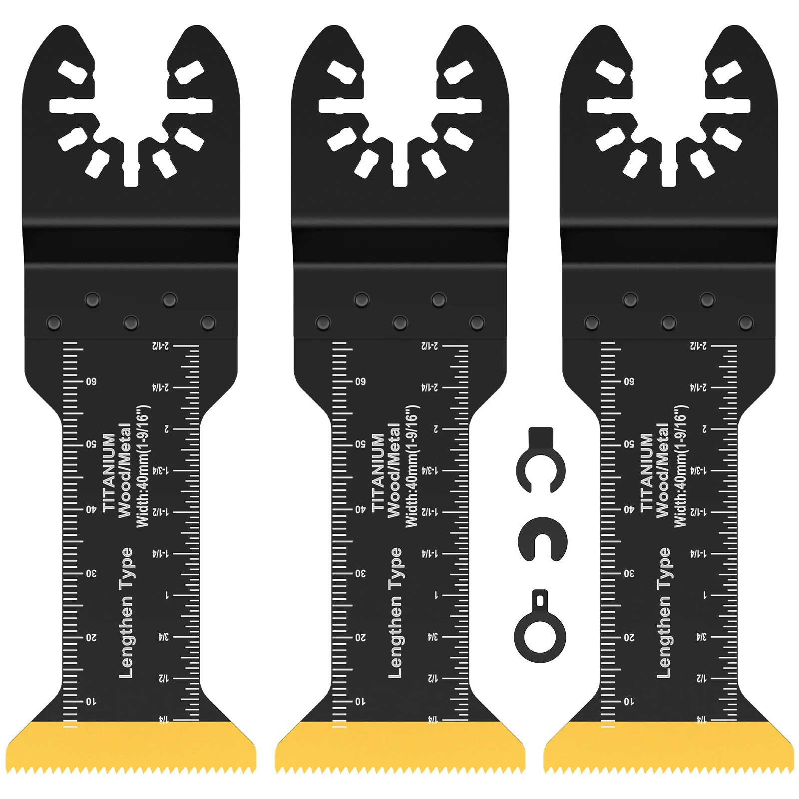 

3Pcs Extra-Long Titanium Bi-Metal Oscillating Saw Blade Set Multifunctional Oscillating Multitool Blades Universal Cutting