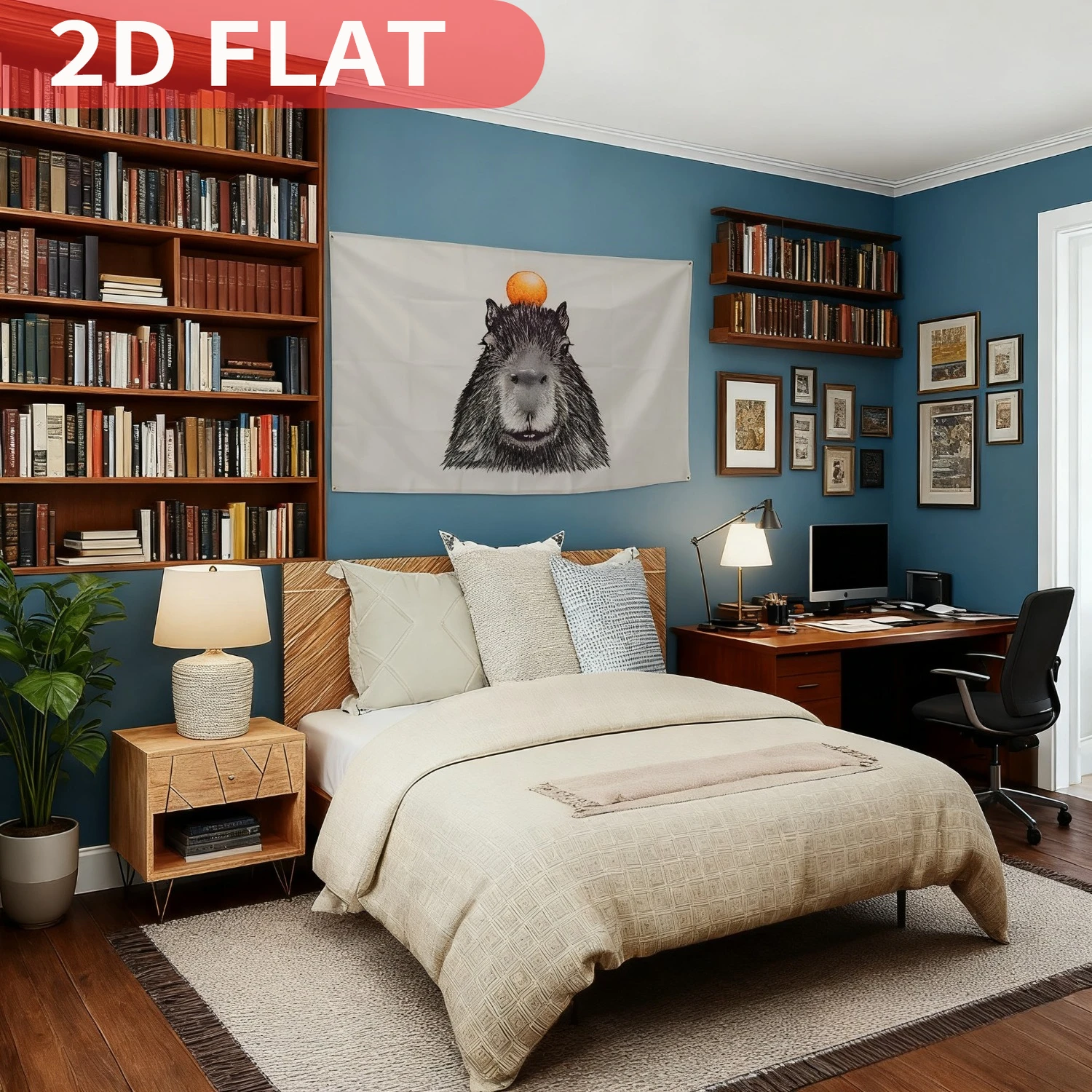 

1pc Capybara Tapestries, Wall Carpets, Aesthetic Decorative Durable Polyester 3x5 FT Flag, Suitable For Indoor And Outdoor Decor