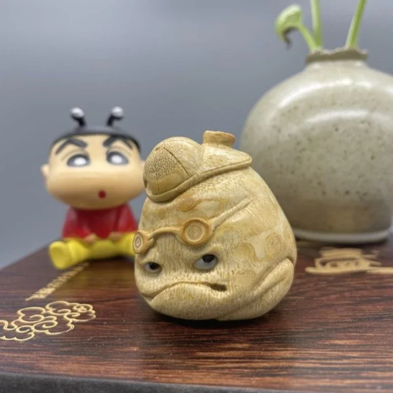 Lucky three-legged golden toad, nail design, solid bamboo Yuzhu, Wenwan handle