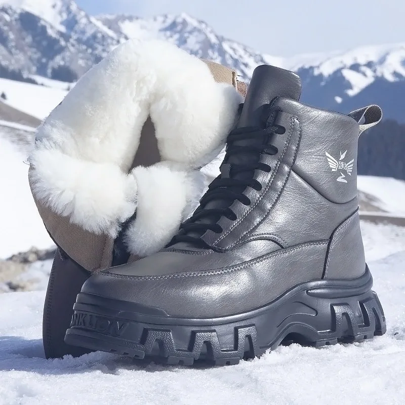 Outdoor Russia Cold-Weather Protection Men Wool Snow Boots Winter Warm Fleece-Lined Thickened Cotton Shoes