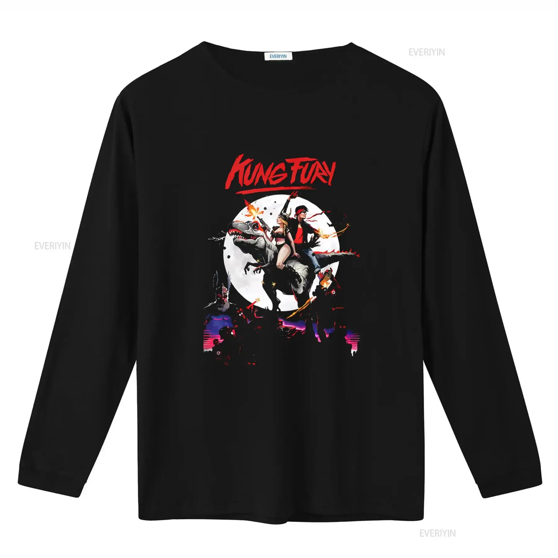 Kung Fury Dinosaur T Shirt Fast Shipping High Quality Perfect for Retro Action Fans vintage Washed Top For Everyday Wear Casual