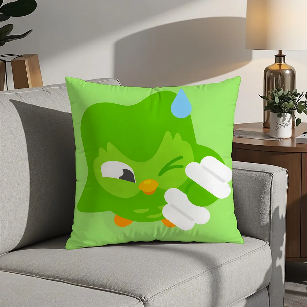 D-Duolingo Owl D-Duo Pillow Case Plush Fabric Soft  Pillowcase Double Sided Print Cushion Cover Household Gifts