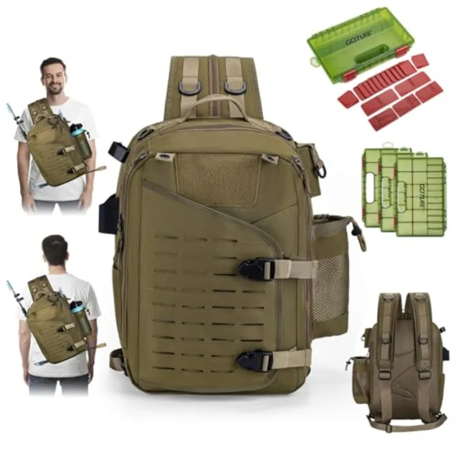 

Tackle Bag with Trays Rod Holder 900D Durable Fishing Tackle Storage Bag for Kayak, Shore Fishing