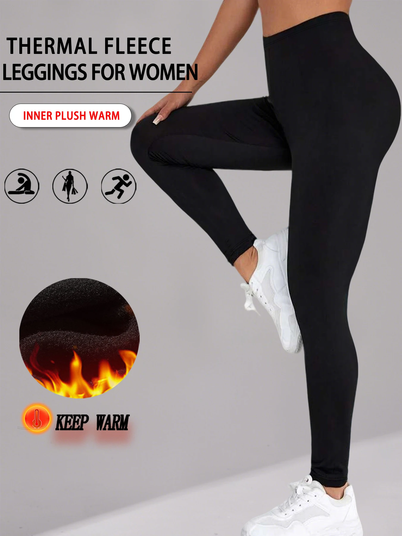 Plus size Women's leggings with thermal technology. Designed for winter running, yoga and keeping warm during workout