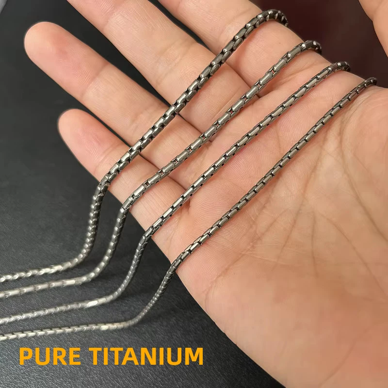 Wholesale TA1 Pure Titanium Snake Chain 2.2/2.5/3/3.3mm Square Box Rolo Collarbone Chain for Diy Necklace Bracelet Jewelry Gifts