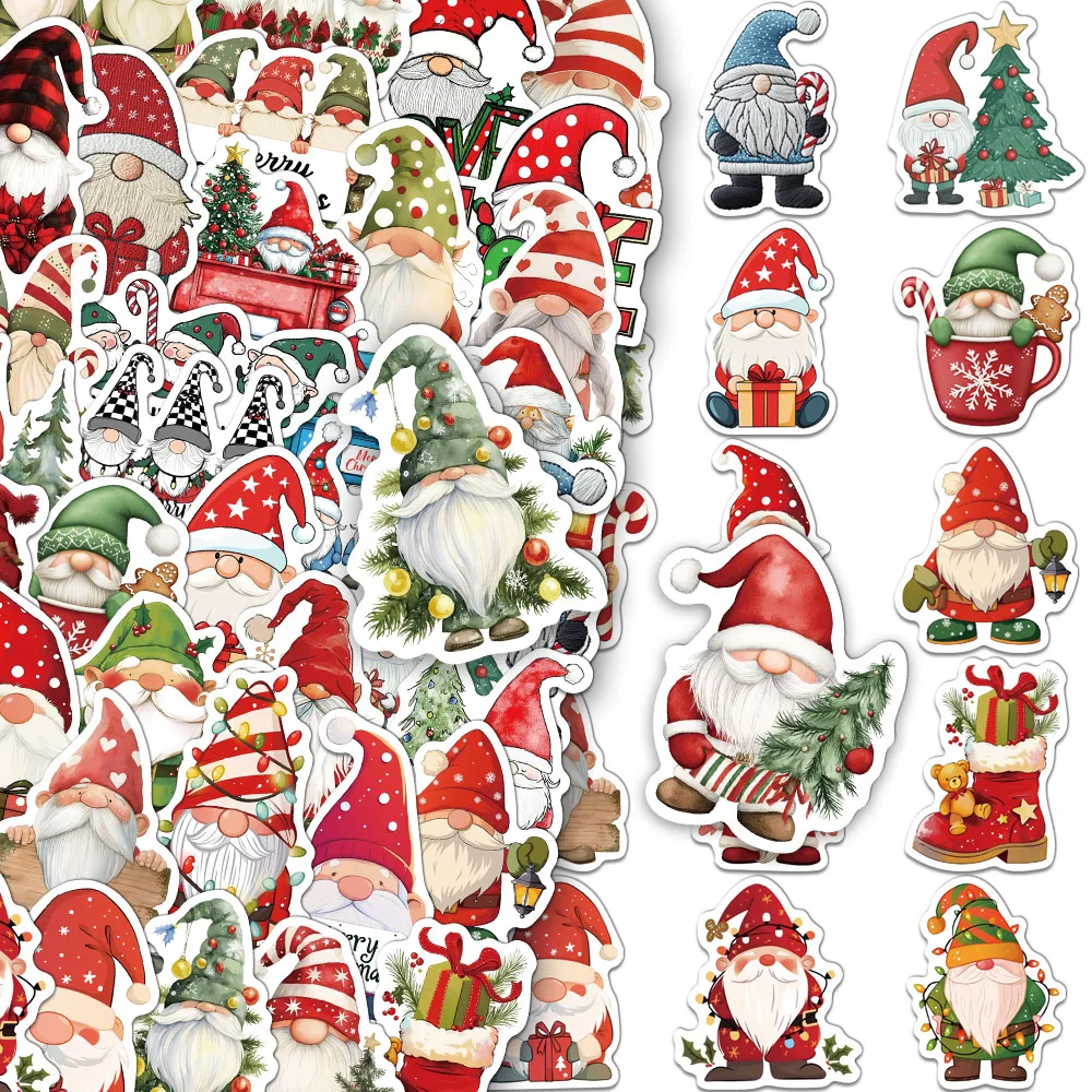 50PCS Creative Christmas Dwarf Stickers Decorative Phone Cases, Notebook Water Cups, Personalized Waterproof Stickers