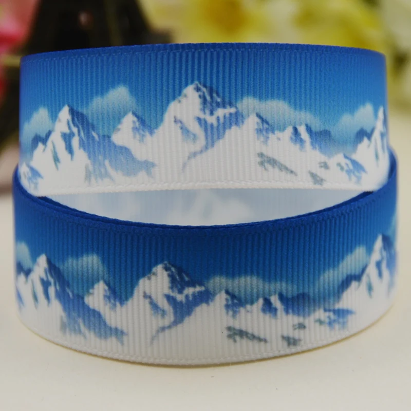 22mm 25mm 38mm 75mm Snow Mountain Cartoon printed Grosgrain Ribbon party decoration 10 Yards