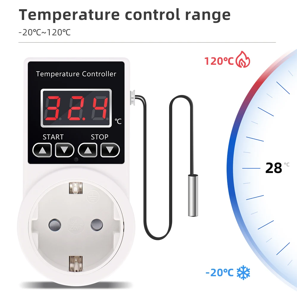 AL11G-T1 Professional Temperature Controller Digital Thermostat Regulator Socket Outlet EU plug With Waterproof NTC Sensor