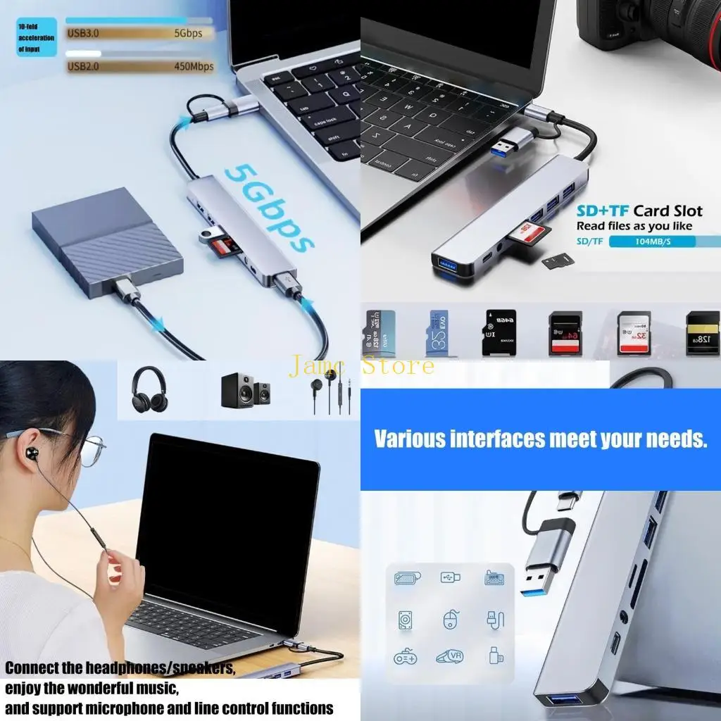 

LX0B USB C+USB3.0 HUB 8 PORT USB SPLITE