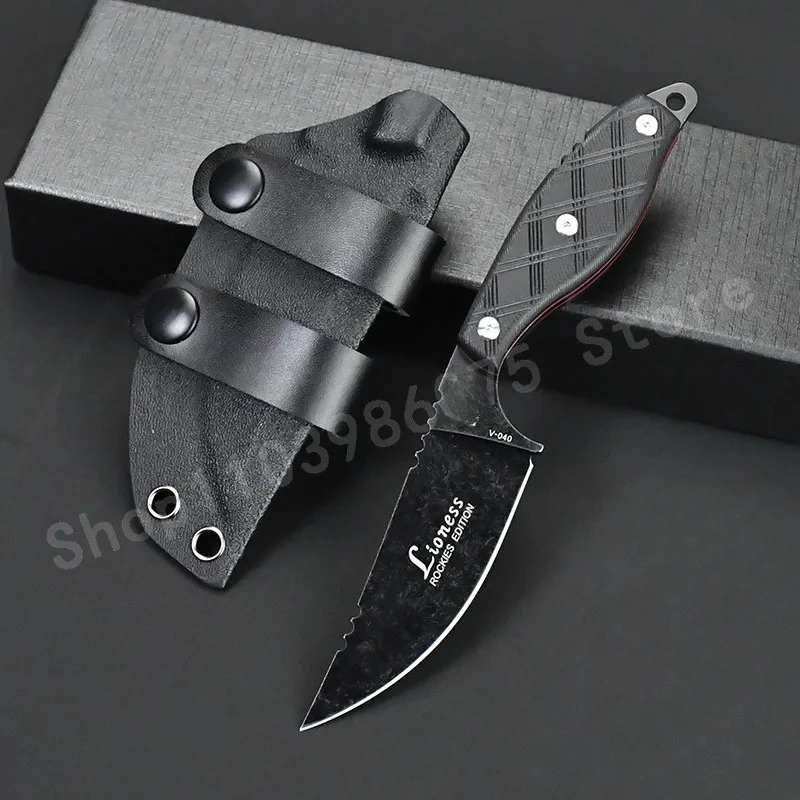 

Нож для выживания V040 из нержавеющей стали с фиксированным клинком, лезвие 8Cr13Mov, рукоять G10, портативный бытовой нож для фруктов, EDC-инструмент для ношения