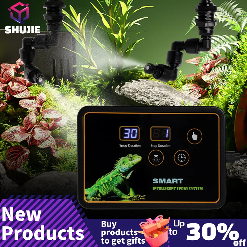 

Intelligent Automatic Reptile Fogger Touch Screen Sprinkler Control Electronic Humidifier Timer Mist Rainforest Spray System Set