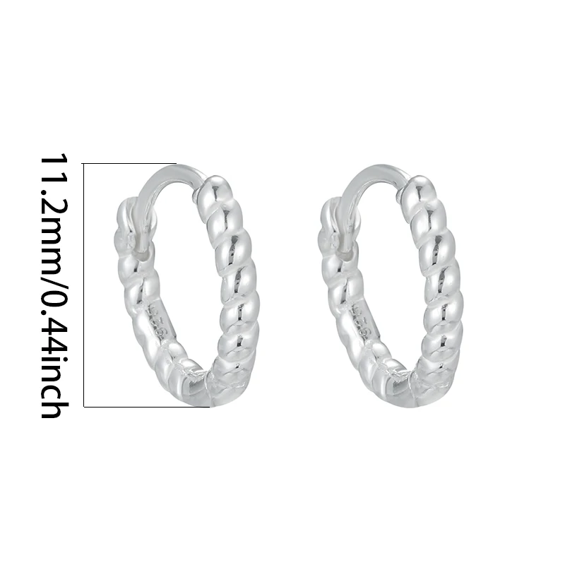 925 Sterling Silver Small Twist Earrings Women's Earrings Hypoallergenic Suitable for Gifts