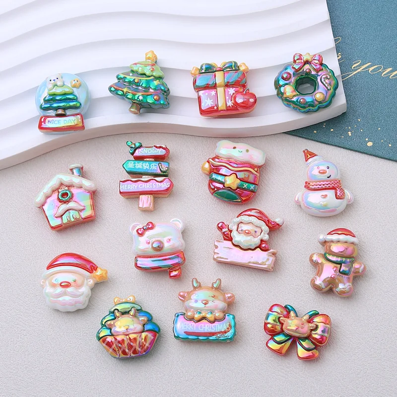 3pcs/lot Christmas street sign cartoon kawaii resin flatback cabochons for jewelry making diy crafts material resin charms