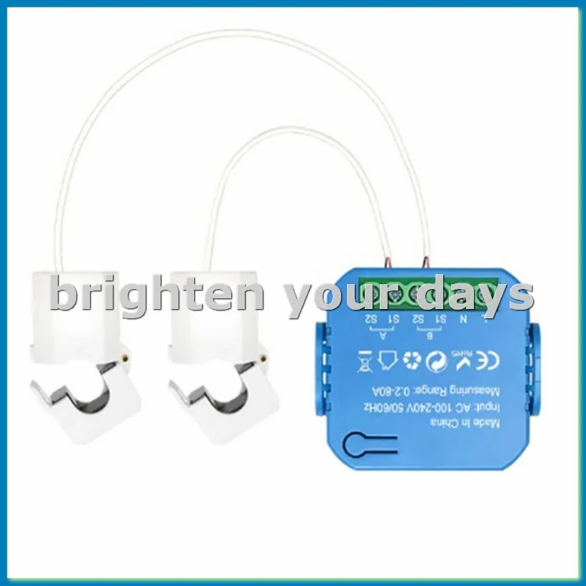 

Tuya Smart ZigBee Energy Meter Bidirectional with Current Transformer Clamp App Monitor Power 80A(2CT)-A23U